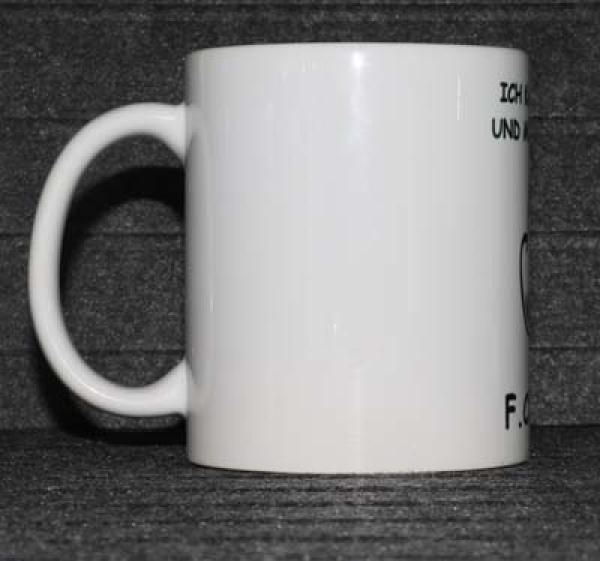 Weiße Tasse mit Spruch  "ICH KAUFE UND MÖCHTE LÖSEN "F_CK D_CH" "